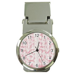 A Pink And White Striped Background Money Clip Watches