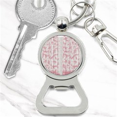 A Pink And White Striped Background Bottle Opener Key Chain