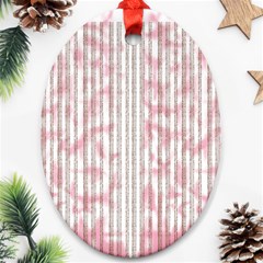 A Pink And White Striped Background Oval Ornament (two Sides)