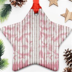 A Pink And White Striped Background Star Ornament (two Sides)