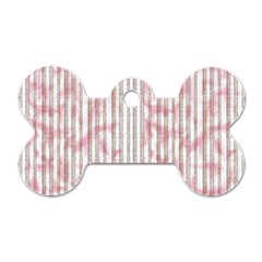 A Pink And White Striped Background Dog Tag Bone (two Sides)