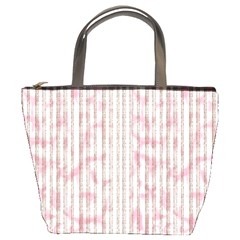 A Pink And White Striped Background Bucket Bag