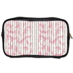 A Pink And White Striped Background Toiletries Bag (one Side)