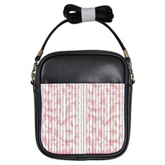 A Pink And White Striped Background Girls Sling Bag