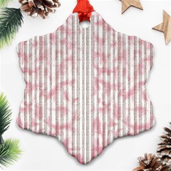 A Pink And White Striped Background Ornament (snowflake)