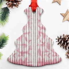 A Pink And White Striped Background Ornament (christmas Tree) 