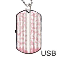 A Pink And White Striped Background Dog Tag Usb Flash (two Sides) by catchydesignhill