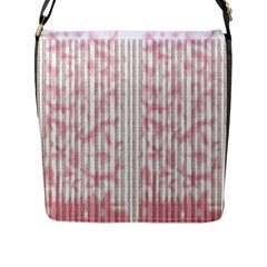 A Pink And White Striped Background Flap Closure Messenger Bag (l)