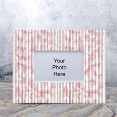 A Pink And White Striped Background White Tabletop Photo Frame 4 x6 