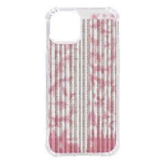 A Pink And White Striped Background Iphone 14 Tpu Uv Print Case