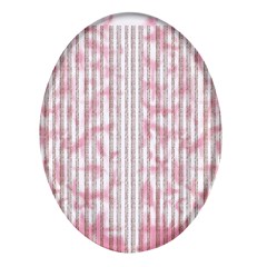 A Pink And White Striped Background Oval Glass Fridge Magnet (4 Pack)