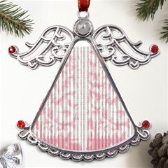 A Pink And White Striped Background Metal Angel With Crystal Ornament by catchydesignhill