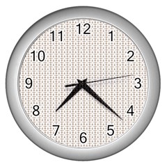 A White Background With A Brown Pattern On It Wall Clock (silver)