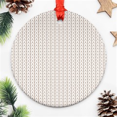 A White Background With A Brown Pattern On It Round Ornament (two Sides)