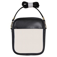 A White Background With A Brown Pattern On It Girls Sling Bag