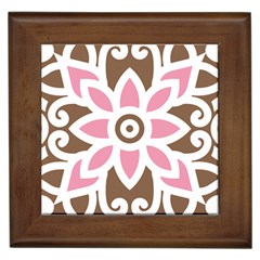 A Pink Flower On A Brown Background Framed Tile by catchydesignhill