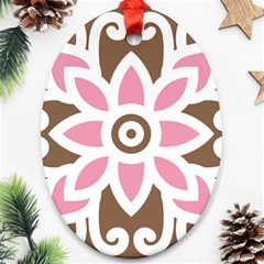 A Pink Flower On A Brown Background Ornament (oval)