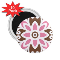 A Pink Flower On A Brown Background 2 25  Magnets (10 Pack) 