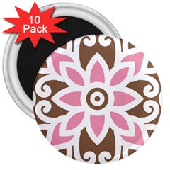 A Pink Flower On A Brown Background 3  Magnets (10 Pack)  by catchydesignhill