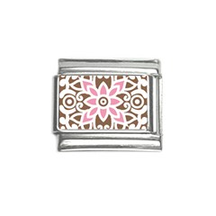 A Pink Flower On A Brown Background Italian Charm (9mm)