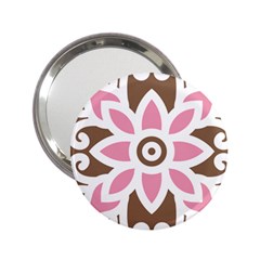 A Pink Flower On A Brown Background 2 25  Handbag Mirrors