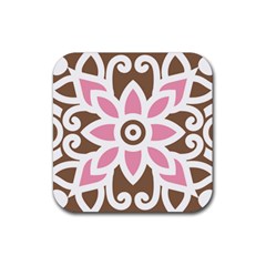 A Pink Flower On A Brown Background Rubber Coaster (square)