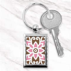 A Pink Flower On A Brown Background Key Chain (rectangle)