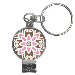 A Pink Flower On A Brown Background Nail Clippers Key Chain