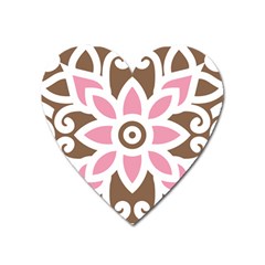 A Pink Flower On A Brown Background Heart Magnet