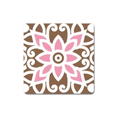 A Pink Flower On A Brown Background Square Magnet