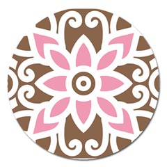 A Pink Flower On A Brown Background Magnet 5  (round)