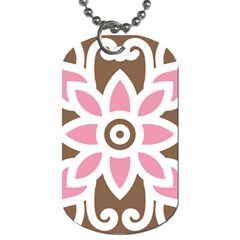 A Pink Flower On A Brown Background Dog Tag (one Side)