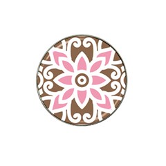 A Pink Flower On A Brown Background Hat Clip Ball Marker