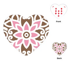 A Pink Flower On A Brown Background Playing Cards Single Design (heart)