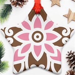 A Pink Flower On A Brown Background Star Ornament (two Sides)