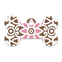 A Pink Flower On A Brown Background Dog Tag Bone (one Side)