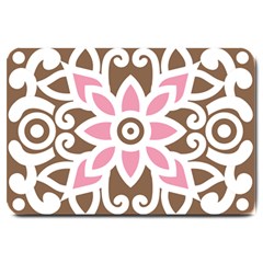 A Pink Flower On A Brown Background Large Doormat