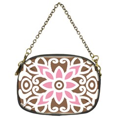 A Pink Flower On A Brown Background Chain Purse (one Side)