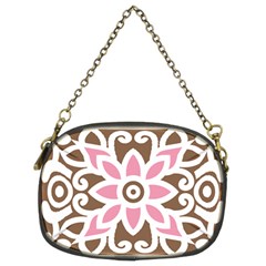 A Pink Flower On A Brown Background Chain Purse (two Sides)