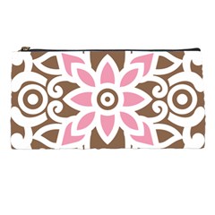 A Pink Flower On A Brown Background Pencil Cases