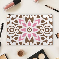 A Pink Flower On A Brown Background Cosmetic Bag (large)