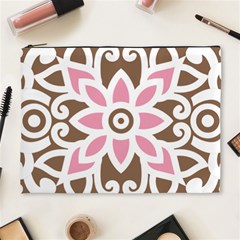 A Pink Flower On A Brown Background Cosmetic Bag (xl) by catchydesignhill