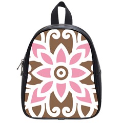 A Pink Flower On A Brown Background School Bag (small)