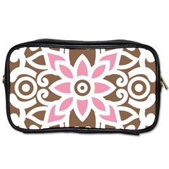 A Pink Flower On A Brown Background Toiletries Bag (two Sides) by catchydesignhill