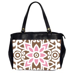 A Pink Flower On A Brown Background Oversize Office Handbag (2 Sides)