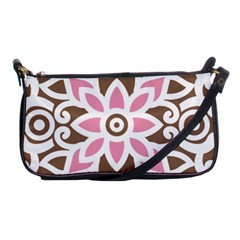 A Pink Flower On A Brown Background Shoulder Clutch Bag by catchydesignhill