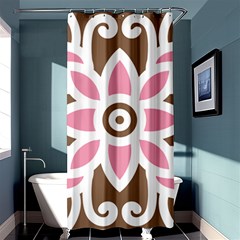 A Pink Flower On A Brown Background Shower Curtain 36  X 72  (stall) 