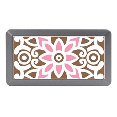 A Pink Flower On A Brown Background Memory Card Reader (mini)