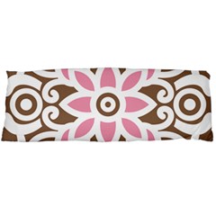 A Pink Flower On A Brown Background One Side Body Pillow Cases