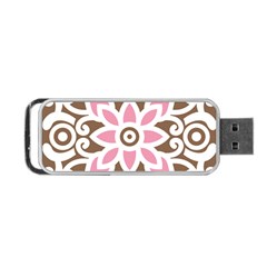 A Pink Flower On A Brown Background Portable Usb Flash (one Side)